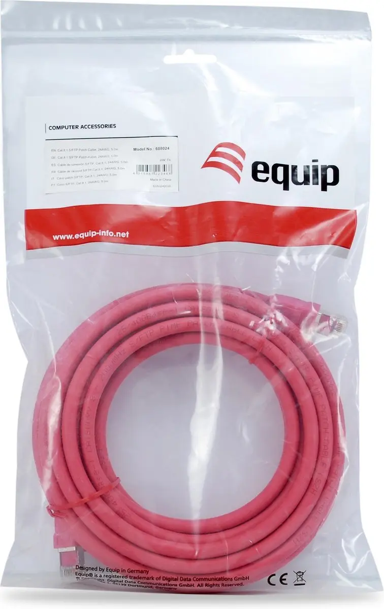 Equip CAT8.1 S/FTP Patchkabel 5m Rood - afbeelding 2 van 4