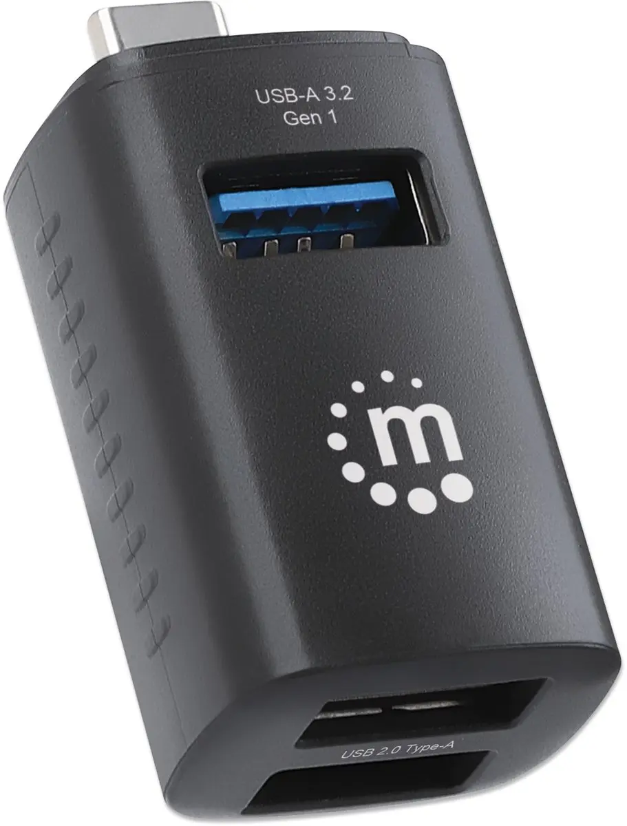 Manhattan 180993 USB-C Hub - 1x USB 3.0 5Gbps + 2x USB 2.0 - Zwart