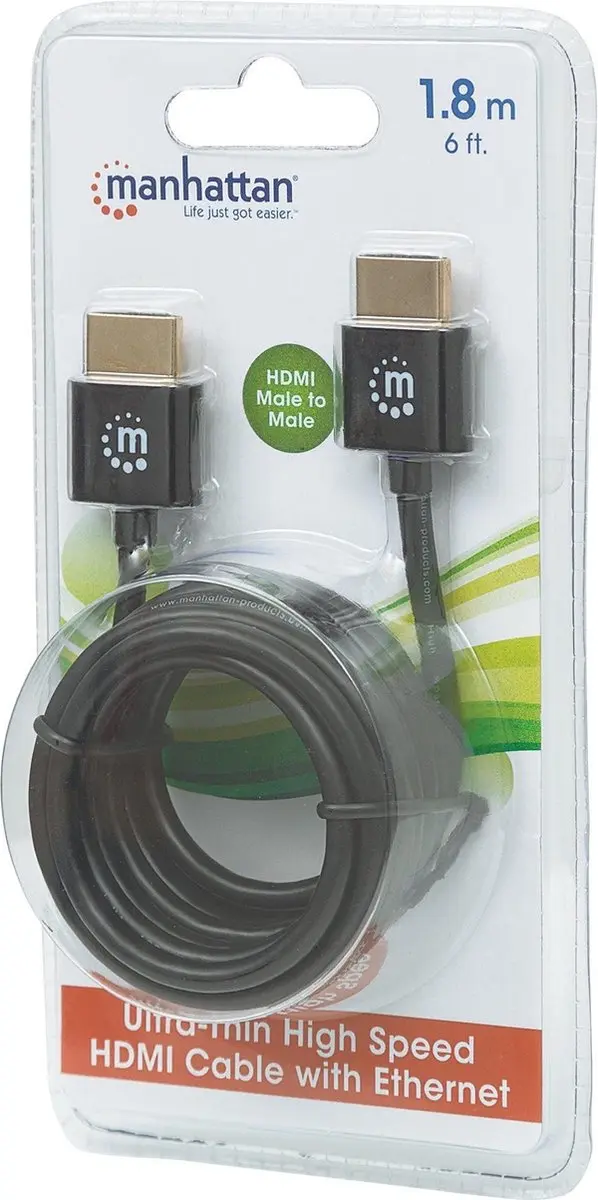Manhattan 394369 HDMI Kabel 1,8m - Type A - Zwart - afbeelding 5 van 5