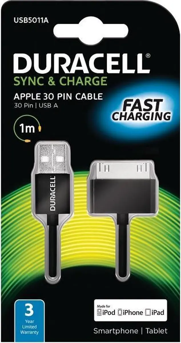 Duracell USB5011A oplader voor mobiele apparatuur Zwart