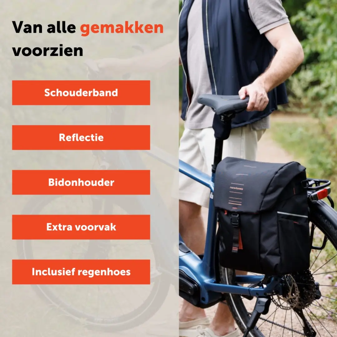 New Looxs Vigo Single Fietstas 20L - Zwart/Oranje