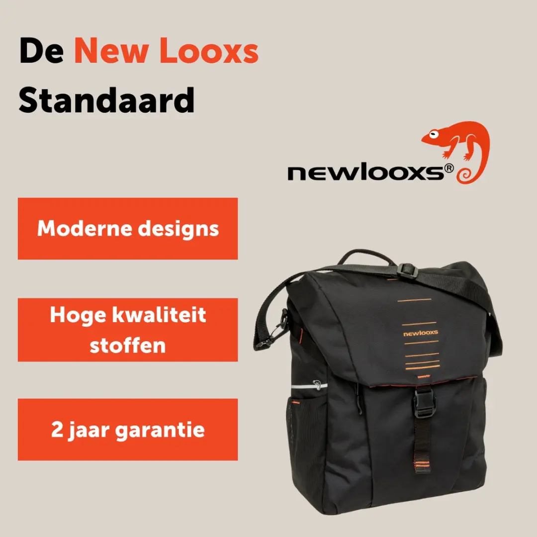 New Looxs Vigo Single Fietstas 20L - Zwart/Oranje - afbeelding 6 van 6