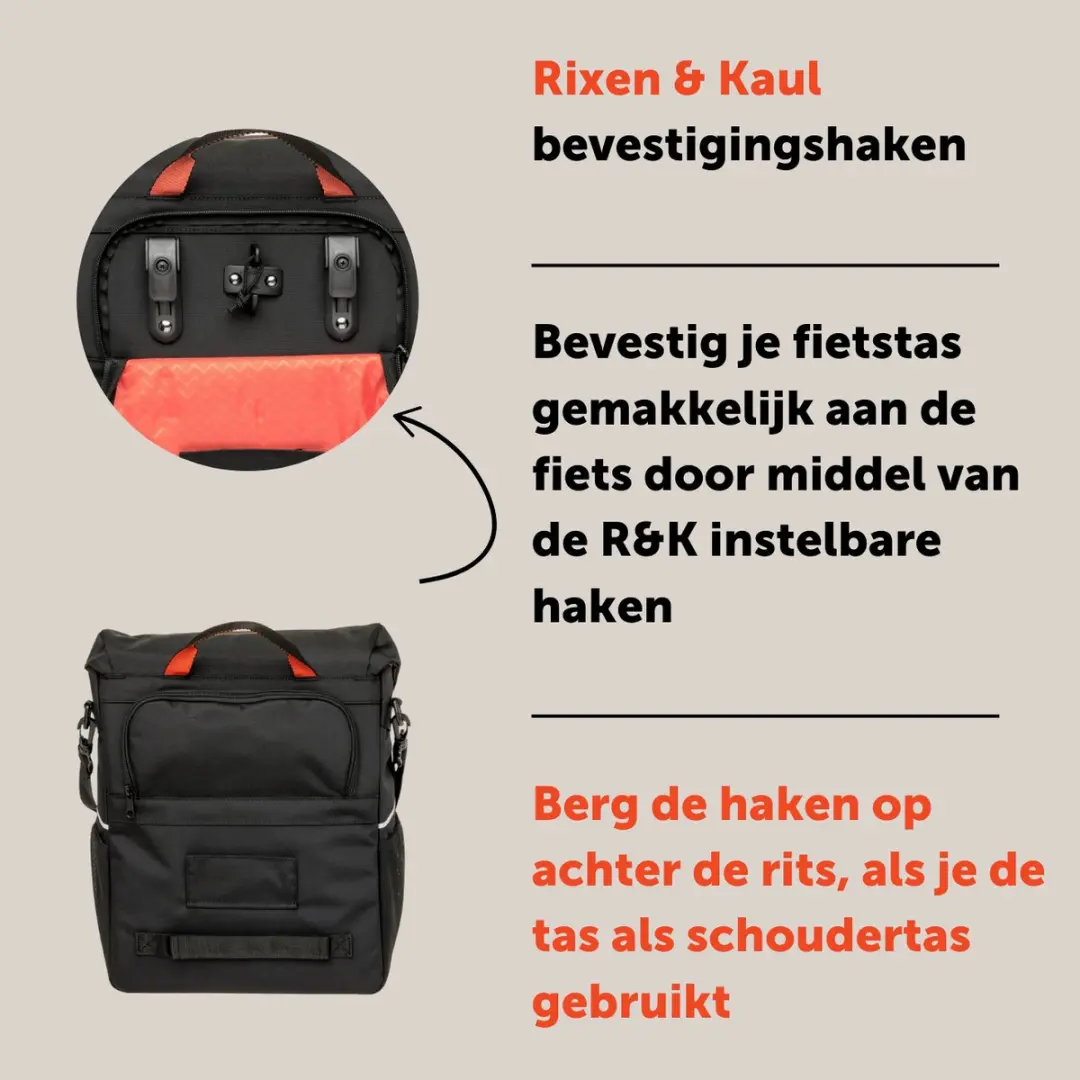 New Looxs Vigo Single Fietstas 20L - Zwart/Oranje