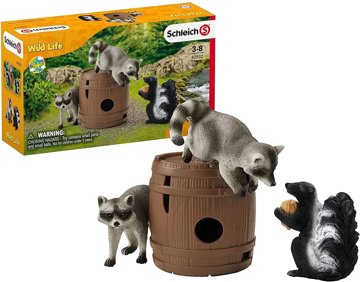 Schleich Wild Life Speelfigurenset Wasbeer & Stinkdier - 5 Stuks