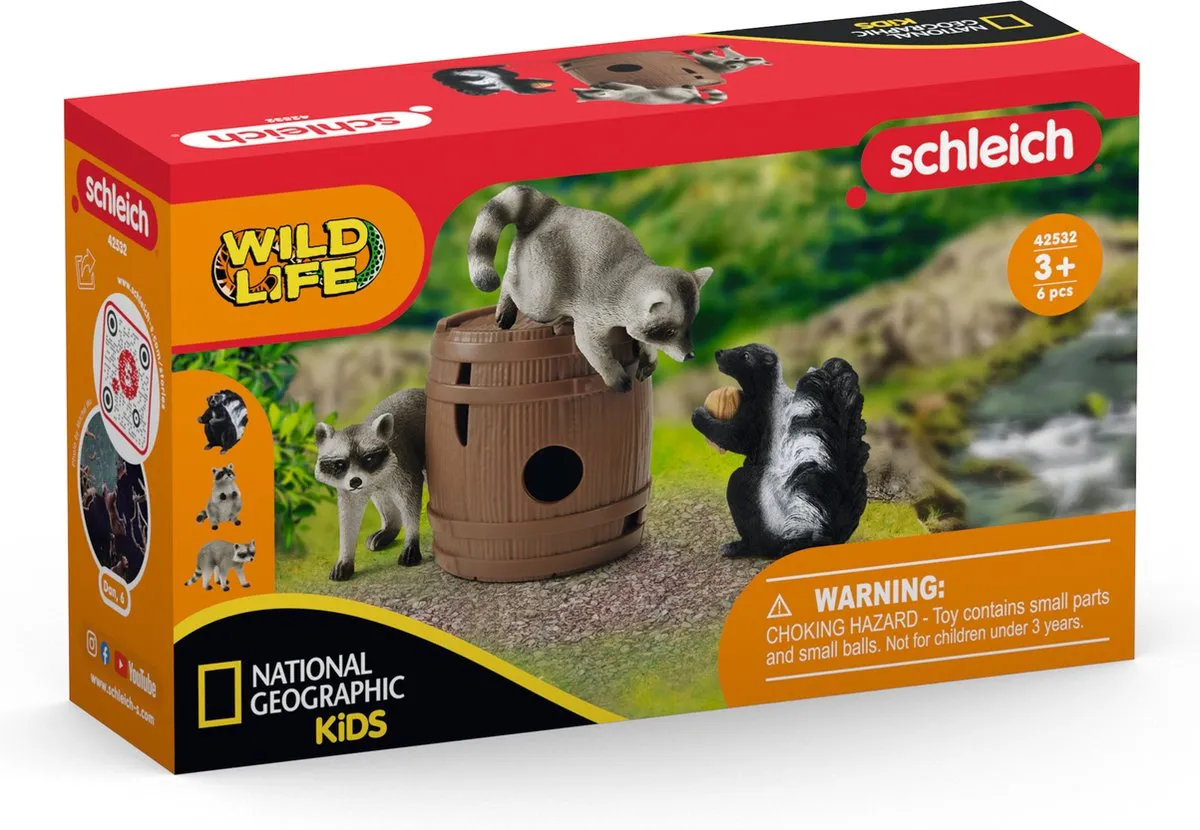 Schleich Wild Life Speelfigurenset Wasbeer & Stinkdier
