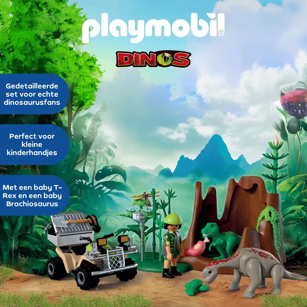 Playmobil Dinosaurussen Hideout 72069 - Dino Explorer met Quad