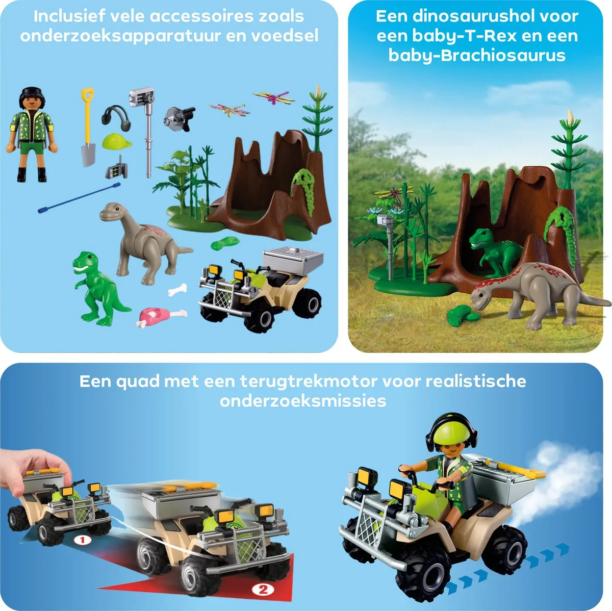 Playmobil Dinosaurussen Hideout 72069 - Dino Explorer met Quad
