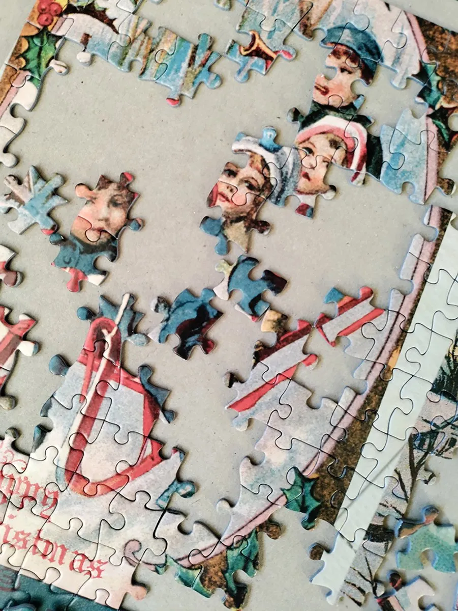 Tactic Puzzle Lovers Vintage Christmas Cards 1000 Stuks - 1000 Puzzeldelen - Rood
