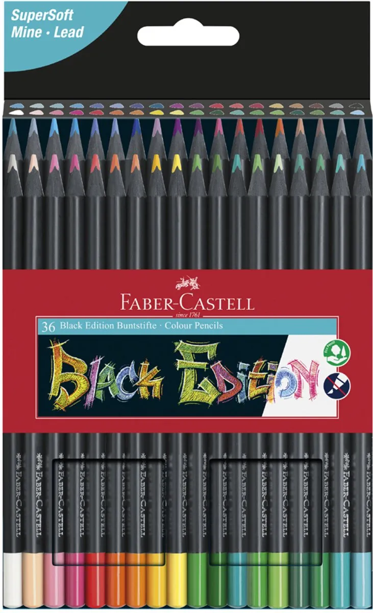 Faber-Castell FC-116412 Kleurpotloden - 12 Stuks - Black Edition - afbeelding 6 van 6