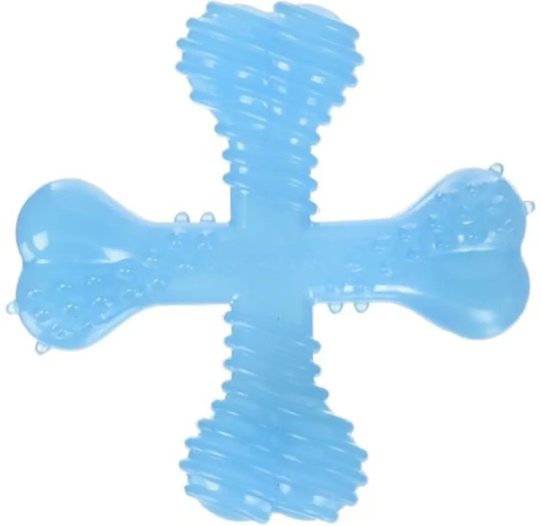 Nylabone Flexi Puppy Teething X Bone Aquablauw XS