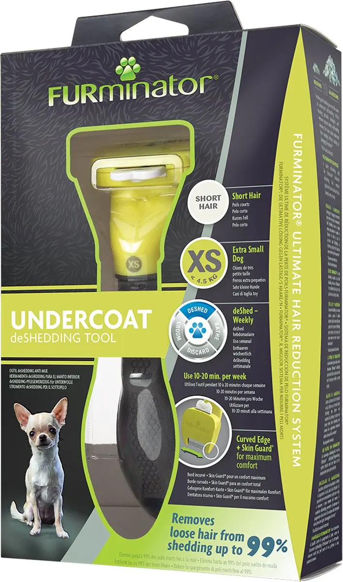 Furminator Deshedding Hond XS - Kort Haar Geel