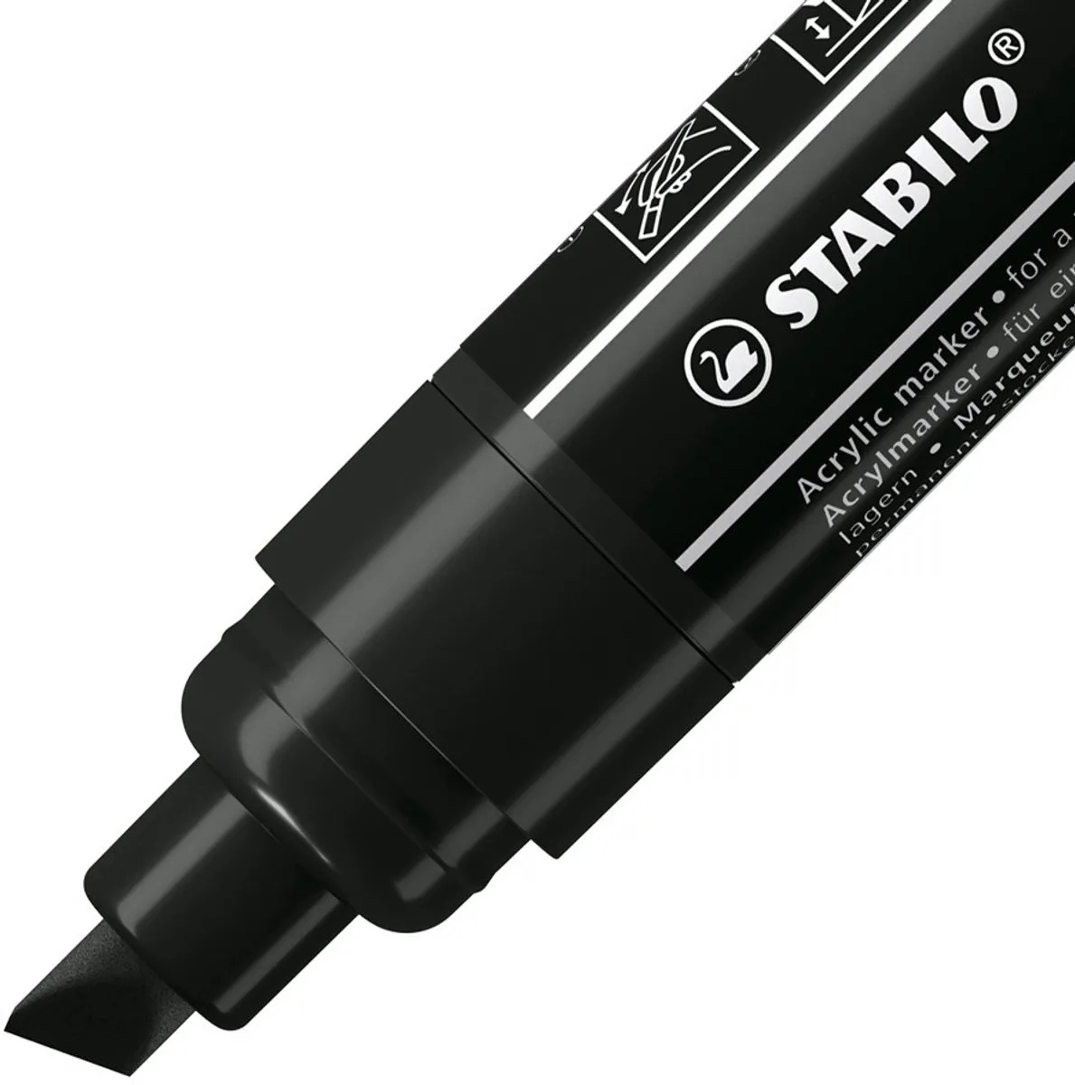 STABILO FREE T800C Acryl Marker Schuine Punt - Zwart