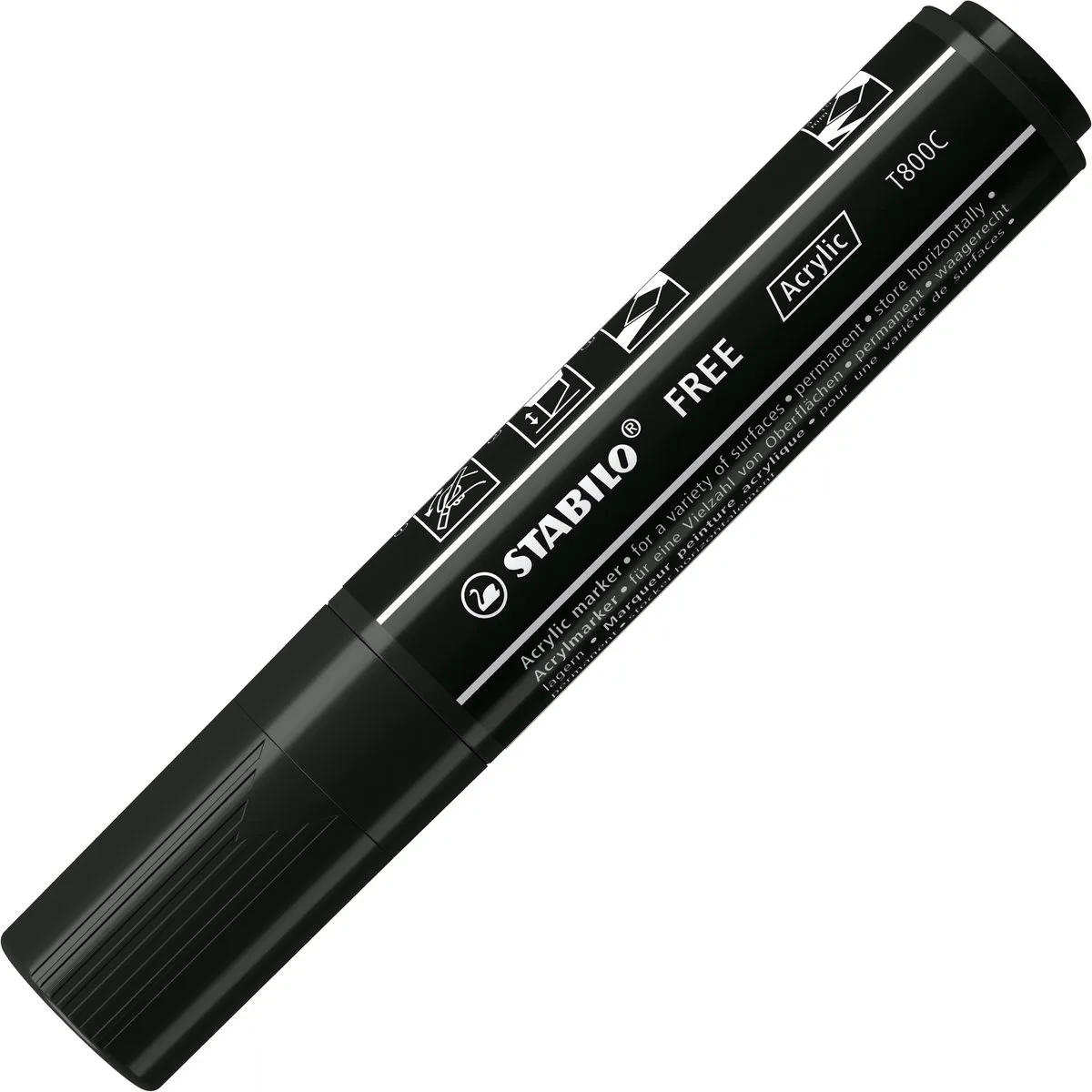 STABILO FREE T800C Acryl Marker Schuine Punt - Zwart