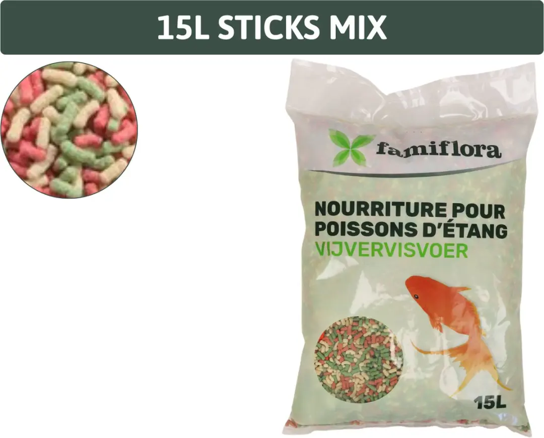 Famiflora Sticks Mix Vissenvoer 15L - o.a. goudvis/goudwinde