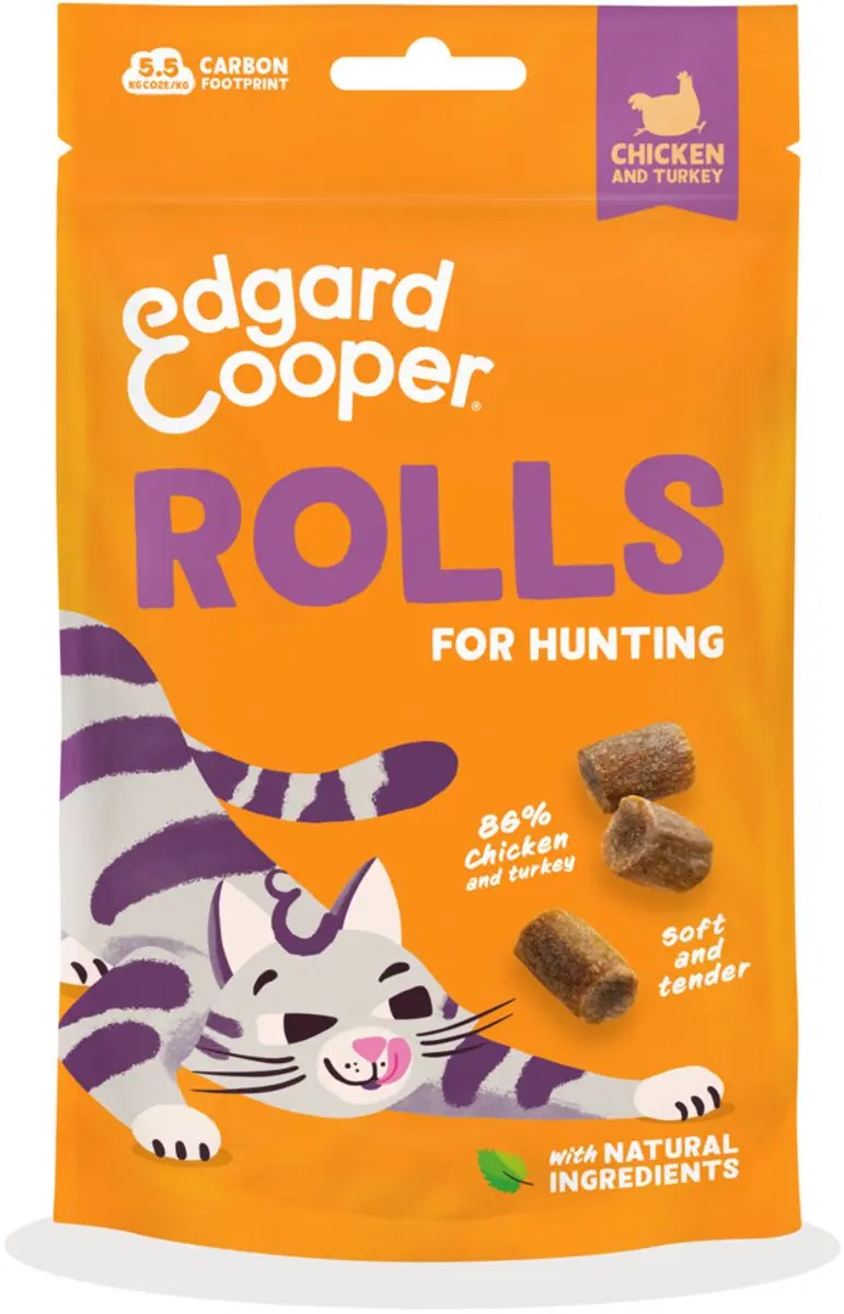 Edgard & Cooper Adult Rolls Kattensnack Kip & Kalkoen - 20 Stuks