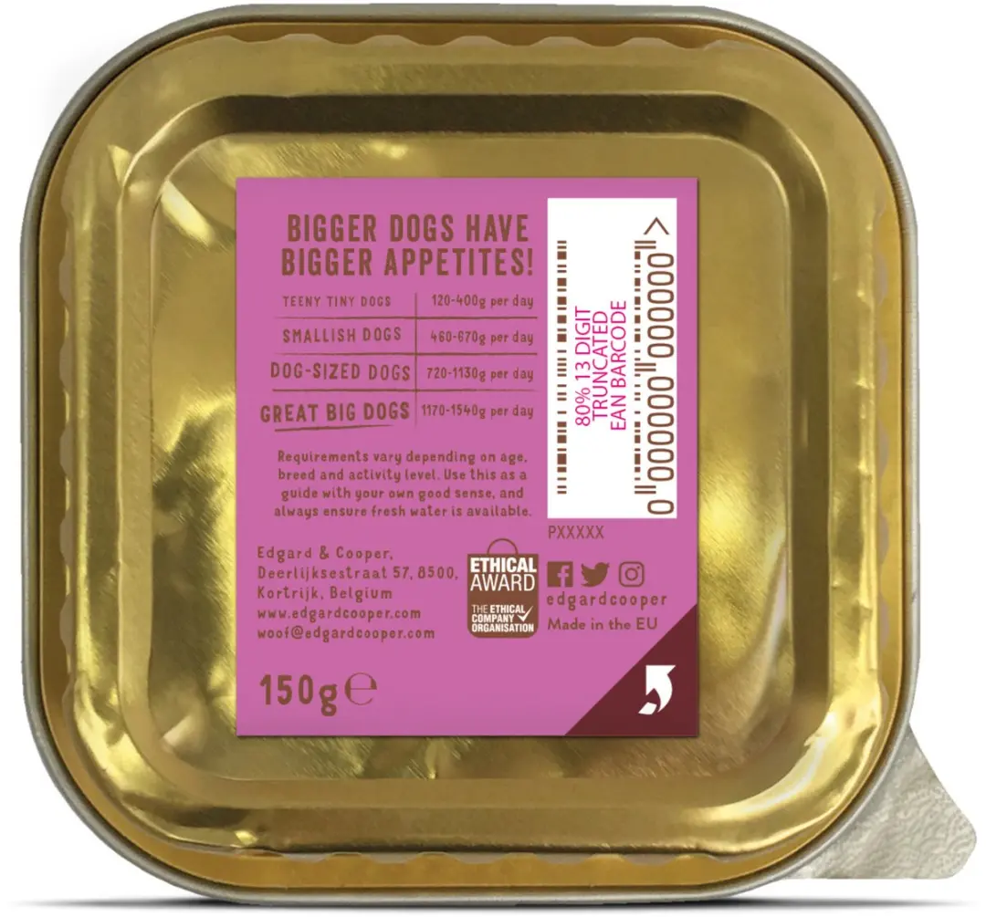 Edgard & Cooper Kuipje Honden Natvoer Wild - Eend 150g
