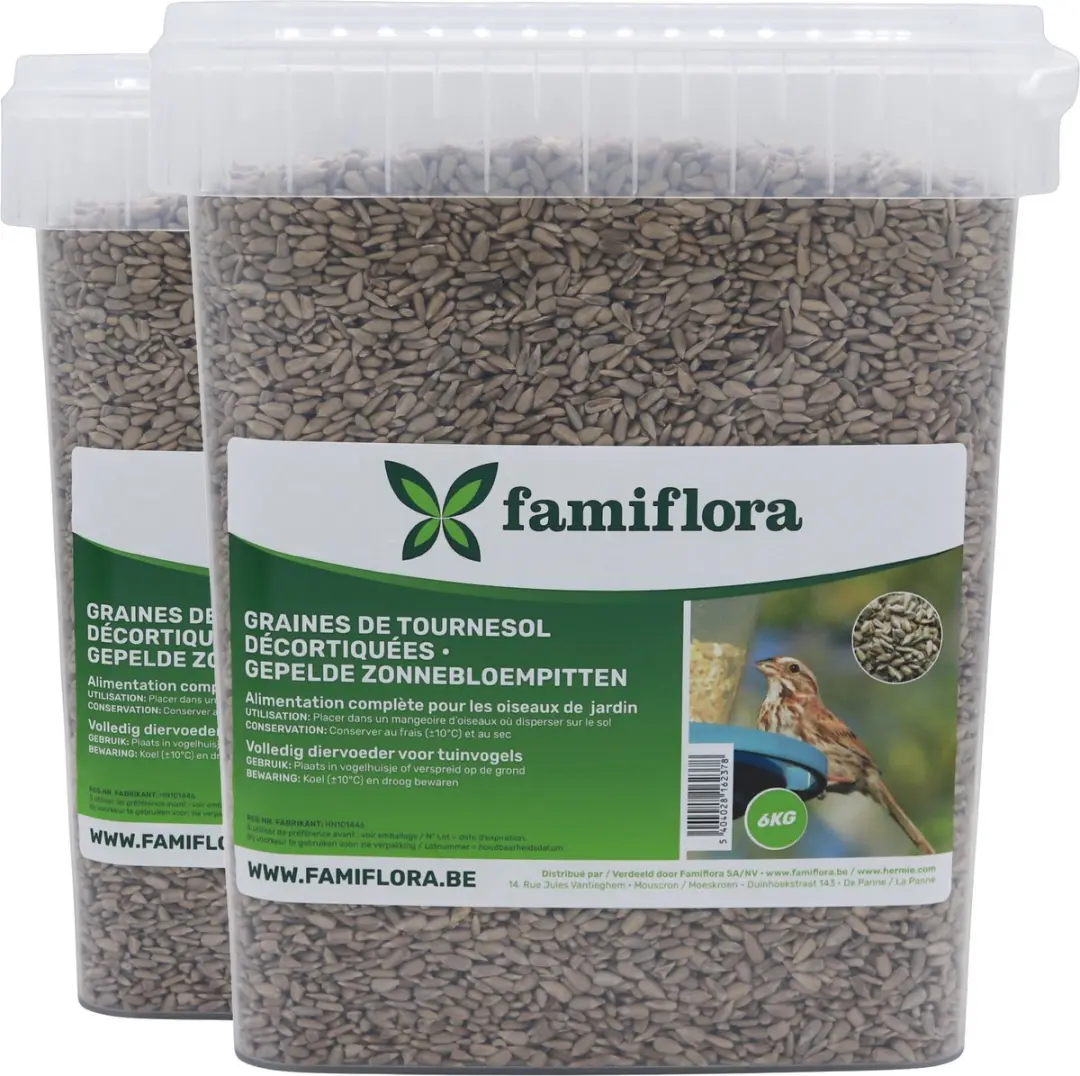 Famiflora Gepelde Zonnebloempitten 12kg (2x6kg) - Premium Vogelvoer