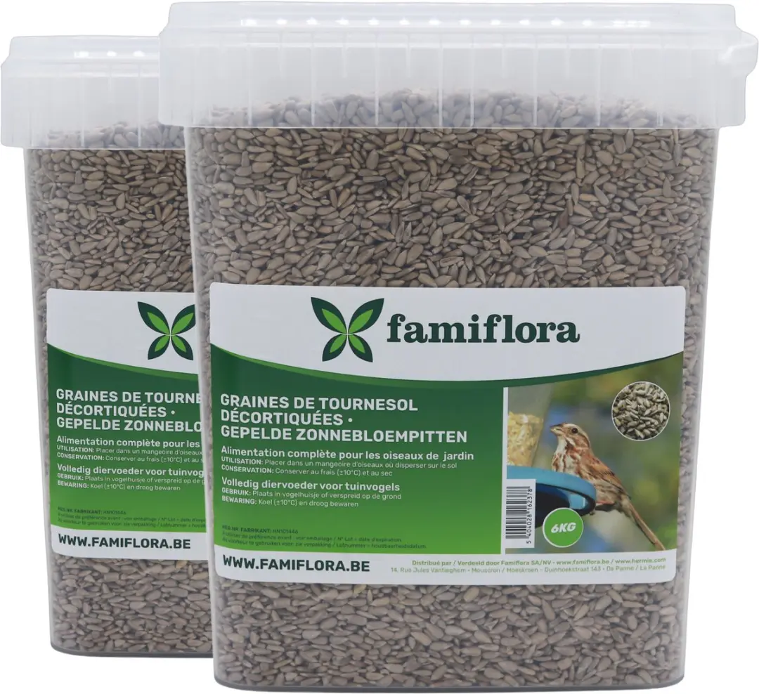 Famiflora Gepelde Zonnebloempitten 12kg (2x6kg)