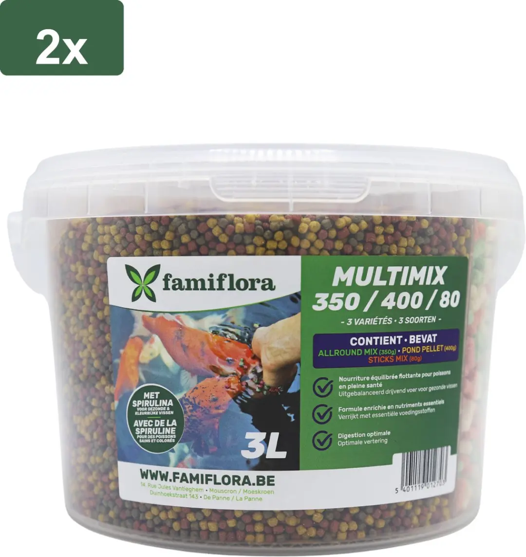 Famiflora Multimix Alpostic Drijvend Visvoer 2x3L - 3 Kleuren