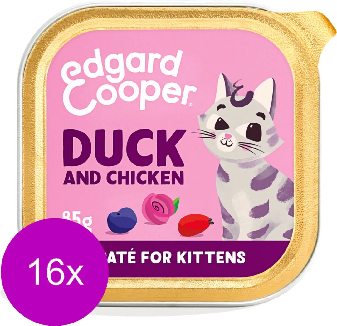 Edgard & Cooper Junior Gesteriliseerde Kattenvoer Nat - 16x85g Eend & Kip - afbeelding 6 van 6