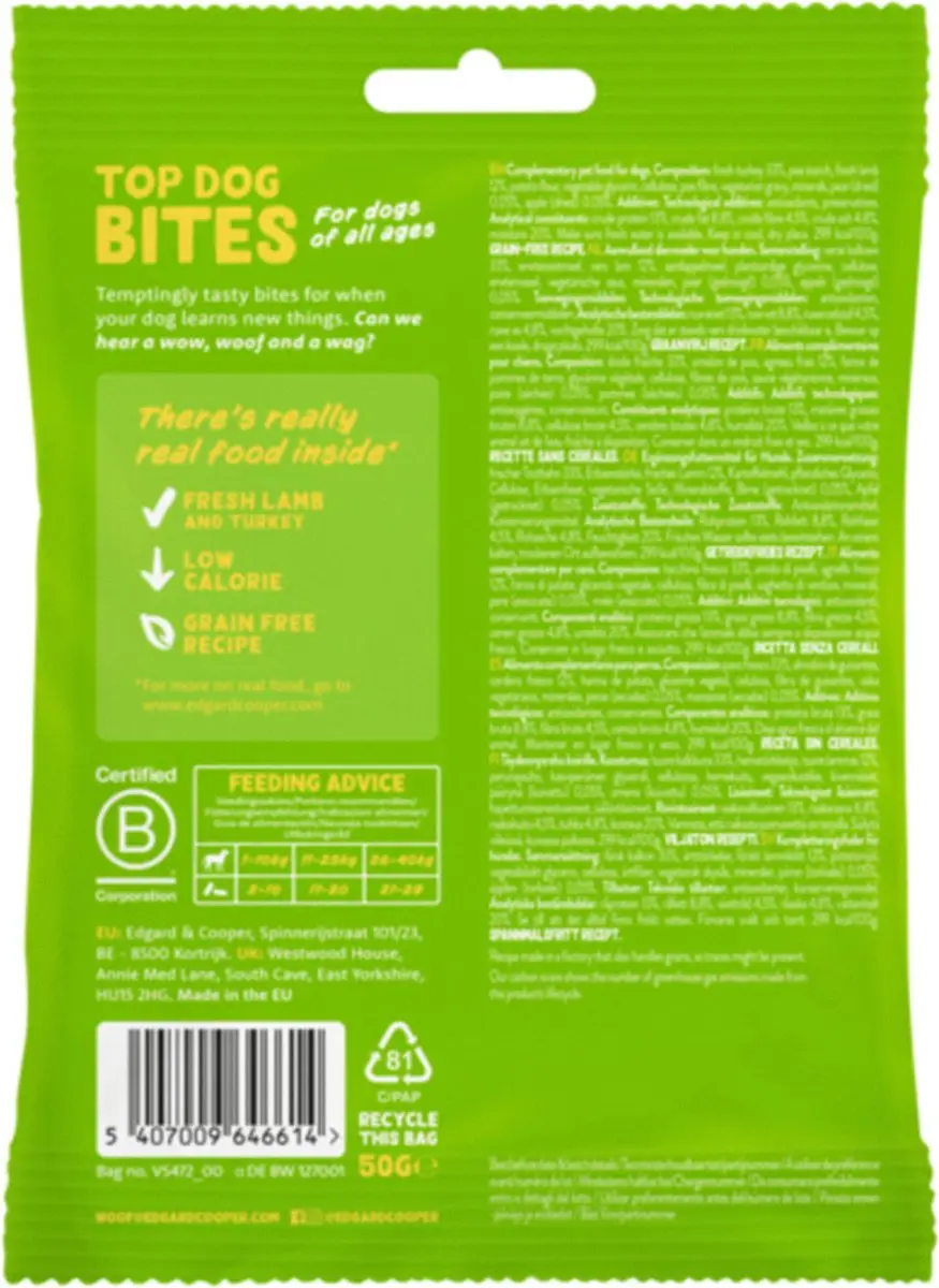 Edgard & Cooper Bites Large Lam 50g