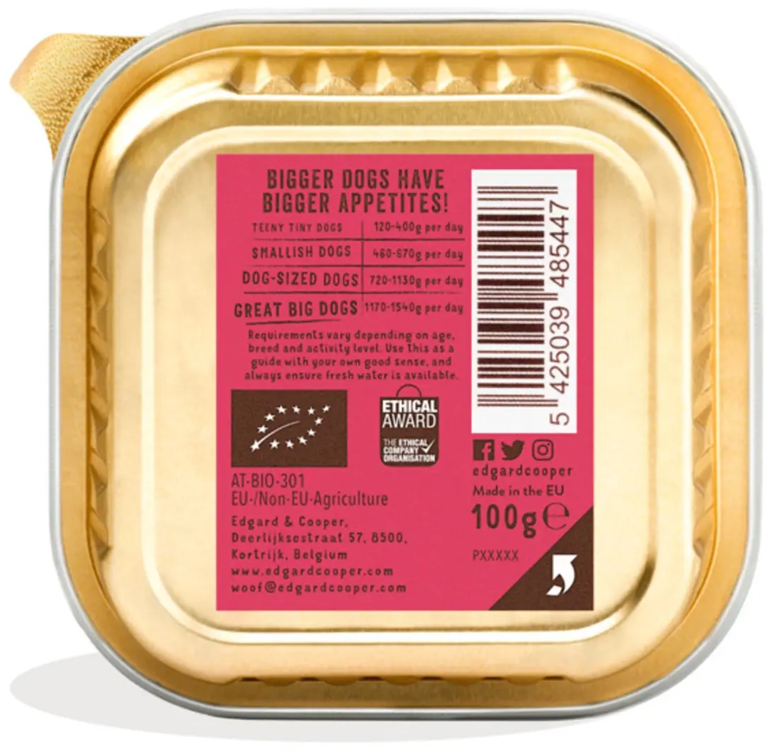 Edgard & Cooper Kuipje Honden Natvoer Bio Rund 17x 100g