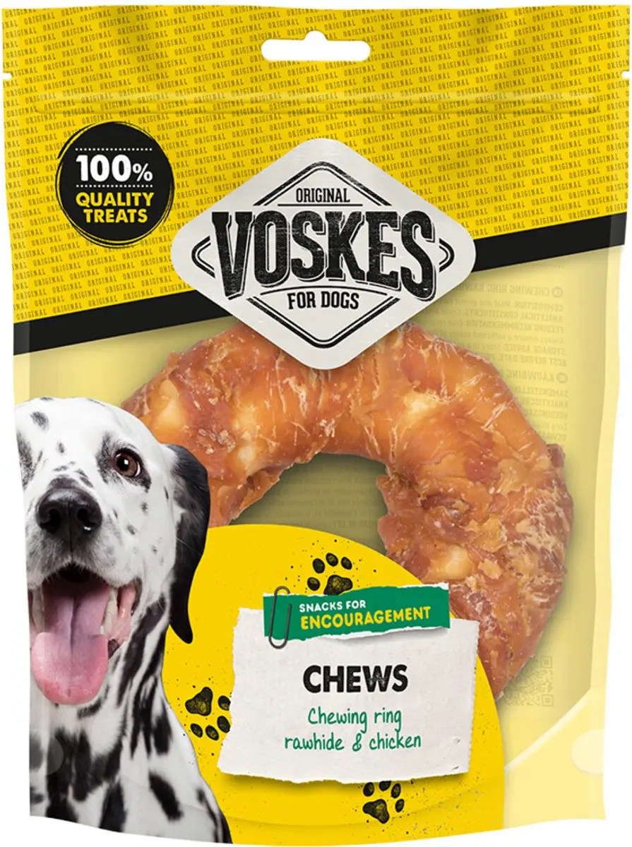 Voskes Hondensnack Kauwring Runderhuid Kip 12,5 cm