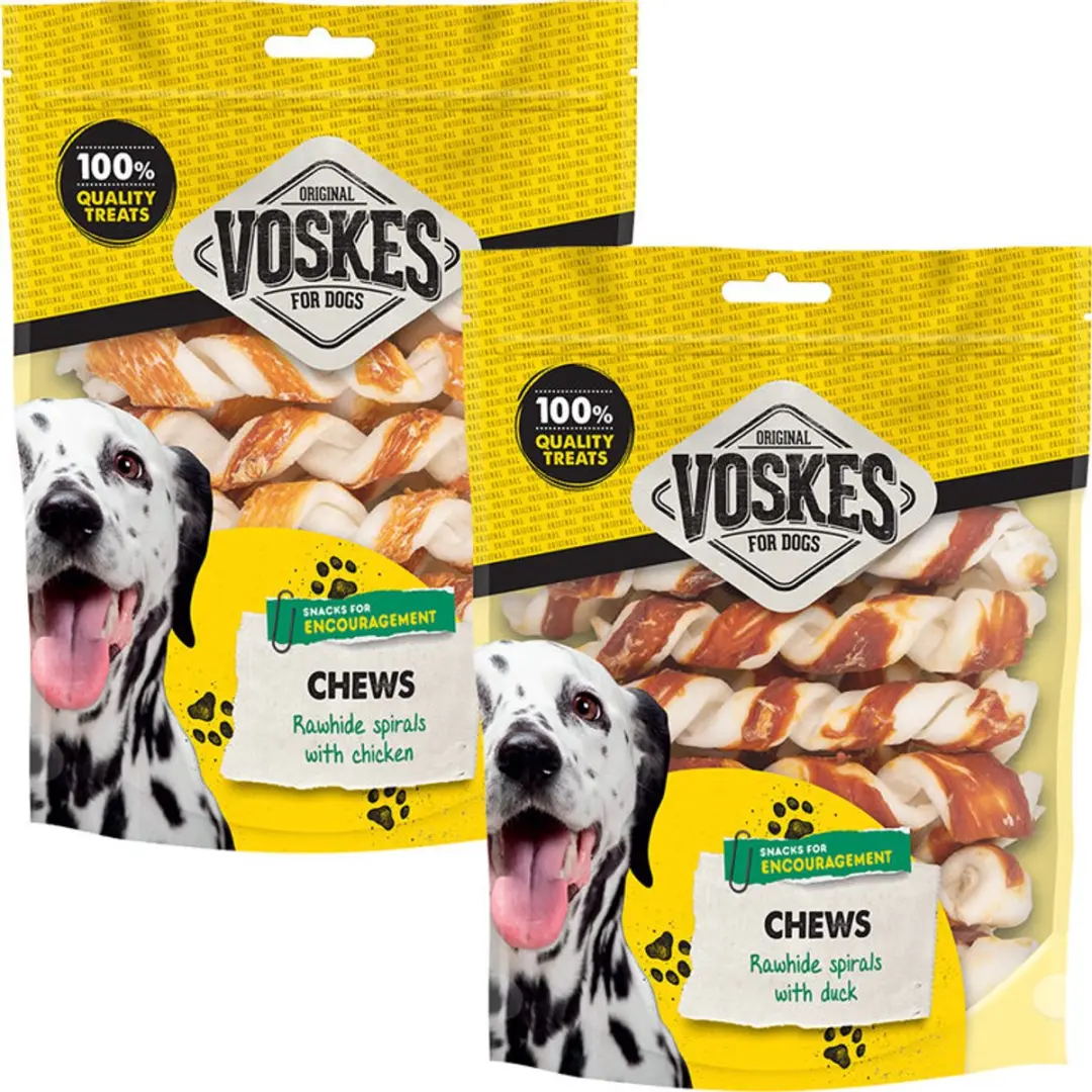 Voskes Hondensnacks Spiralen Runderhuid & Kip - 20 Stuks