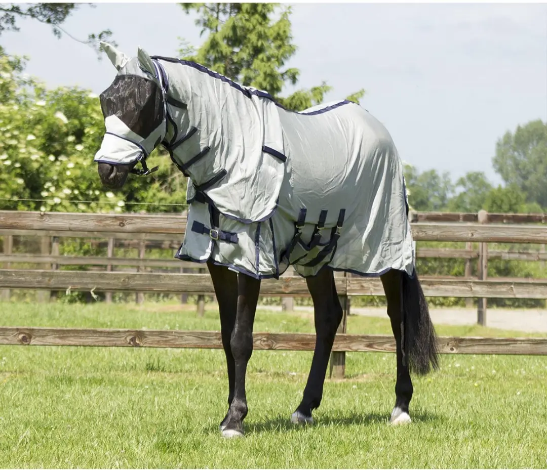 QHP Vliegendeken 205cm - Grey/Navy