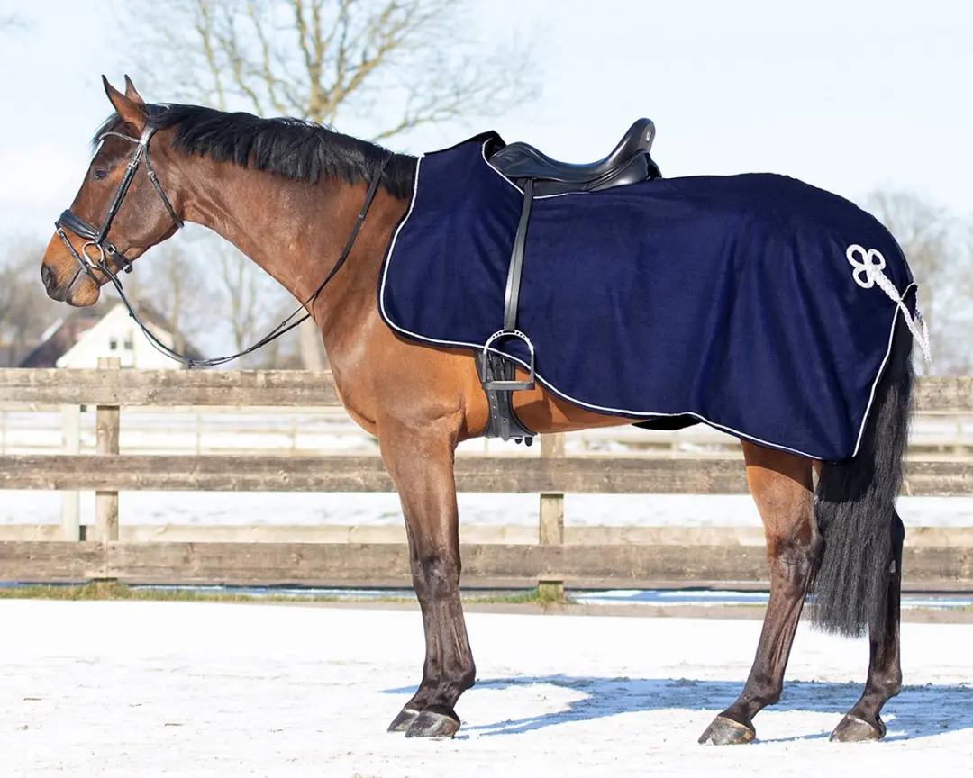 QHP Uitrijdeken Fleece Ornament - Navy/Silver XL - afbeelding 6 van 6