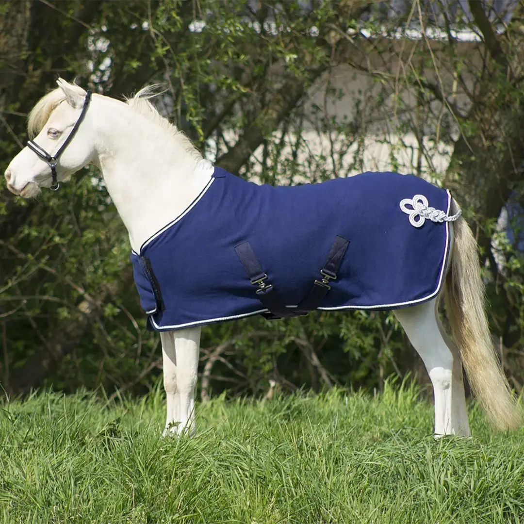 Qhp Fleecedeken Qhp Ornament Falabella Donkerblauw-zilver