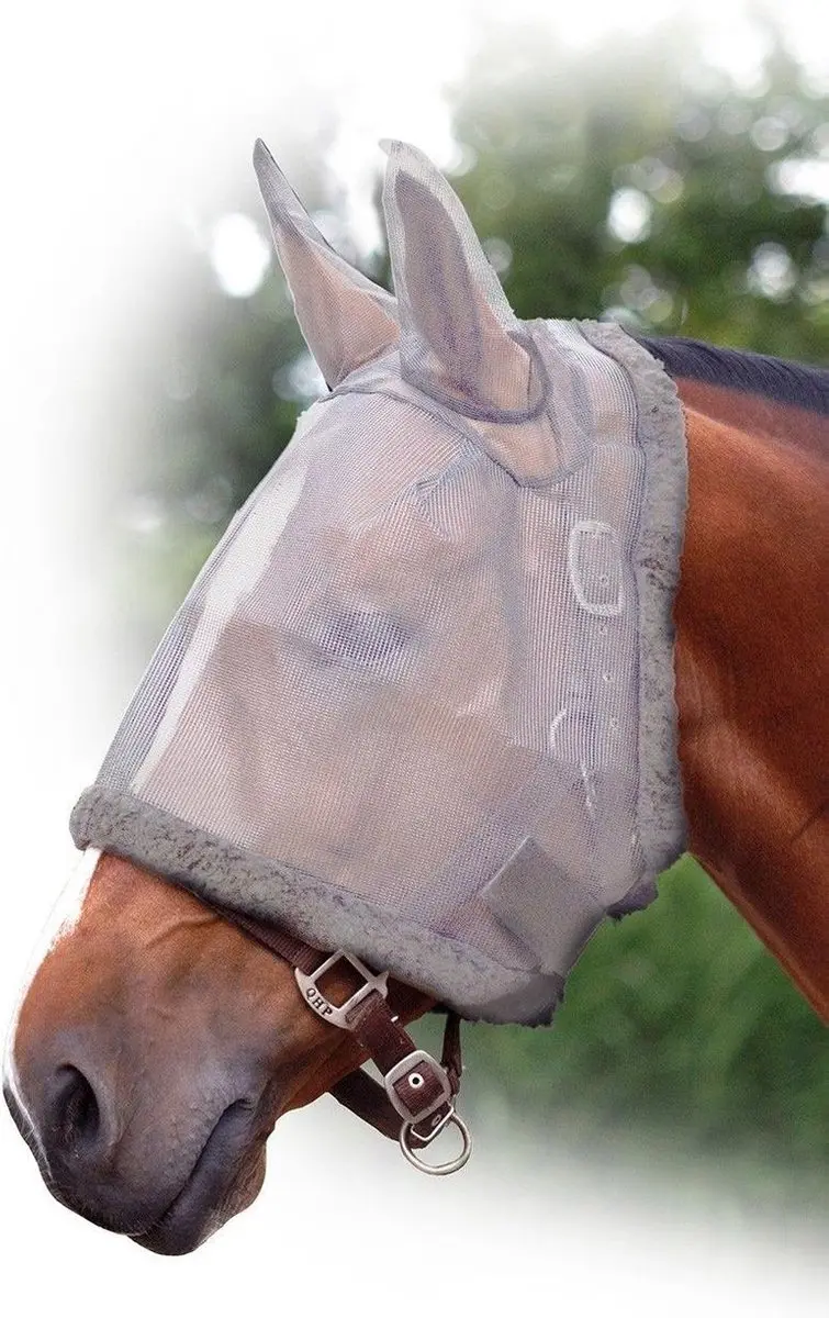 QHP Vliegenmasker Met Oren Grijs - Pony - afbeelding 2 van 4