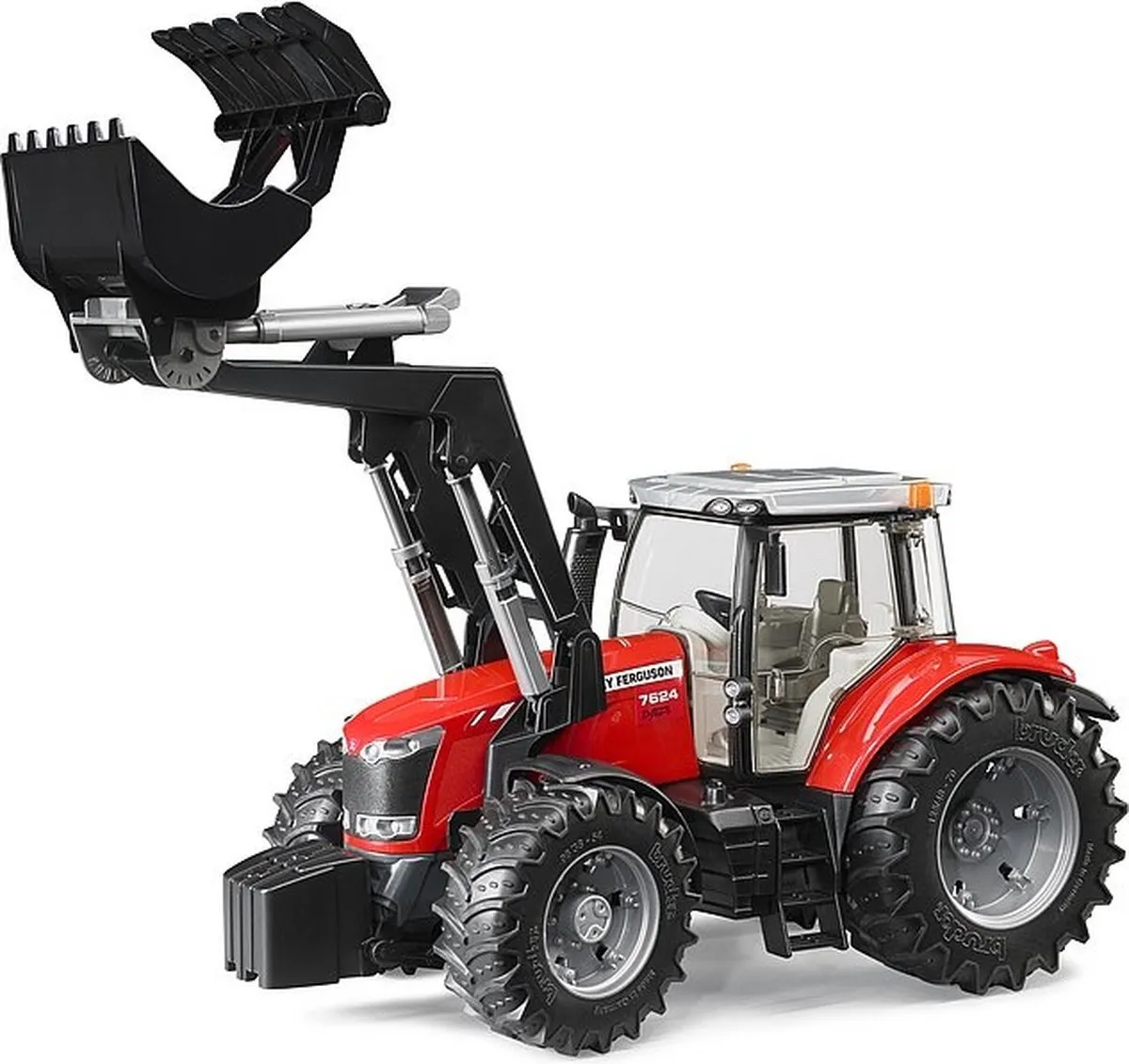 Bruder Massey Ferguson 7624 Tractor met Voorlader - BR3047 - Rood/Zwart