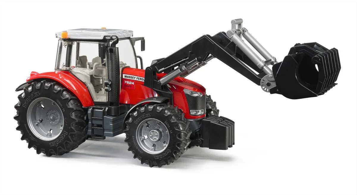 Bruder Massey Ferguson 7624 Tractor met Voorlader - BR3047 - Rood/Zwart