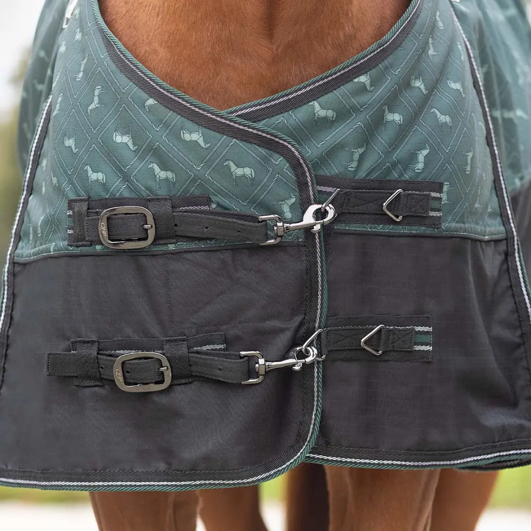 Qhp Regendeken Qhp Turnout Collection Fleece Donkergroen