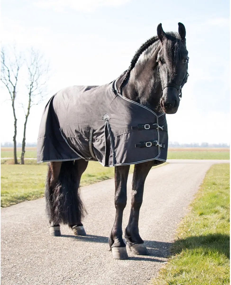 QHP Turnout Big Neck Outdoordek 150g - Zwart