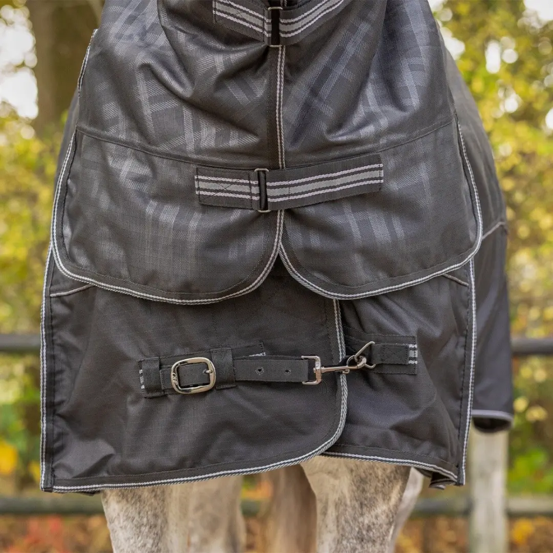 QHP Regendeken Turnout Collection 300g - 195cm - Zwart - afbeelding 3 van 6