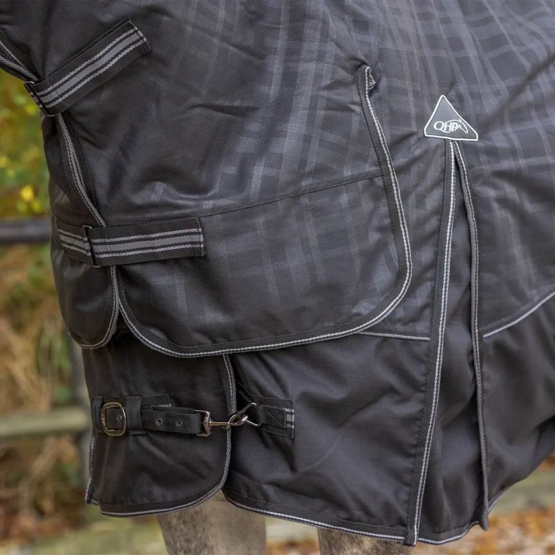 QHP Regendeken Turnout Collection 300g - 195cm - Zwart - afbeelding 4 van 6