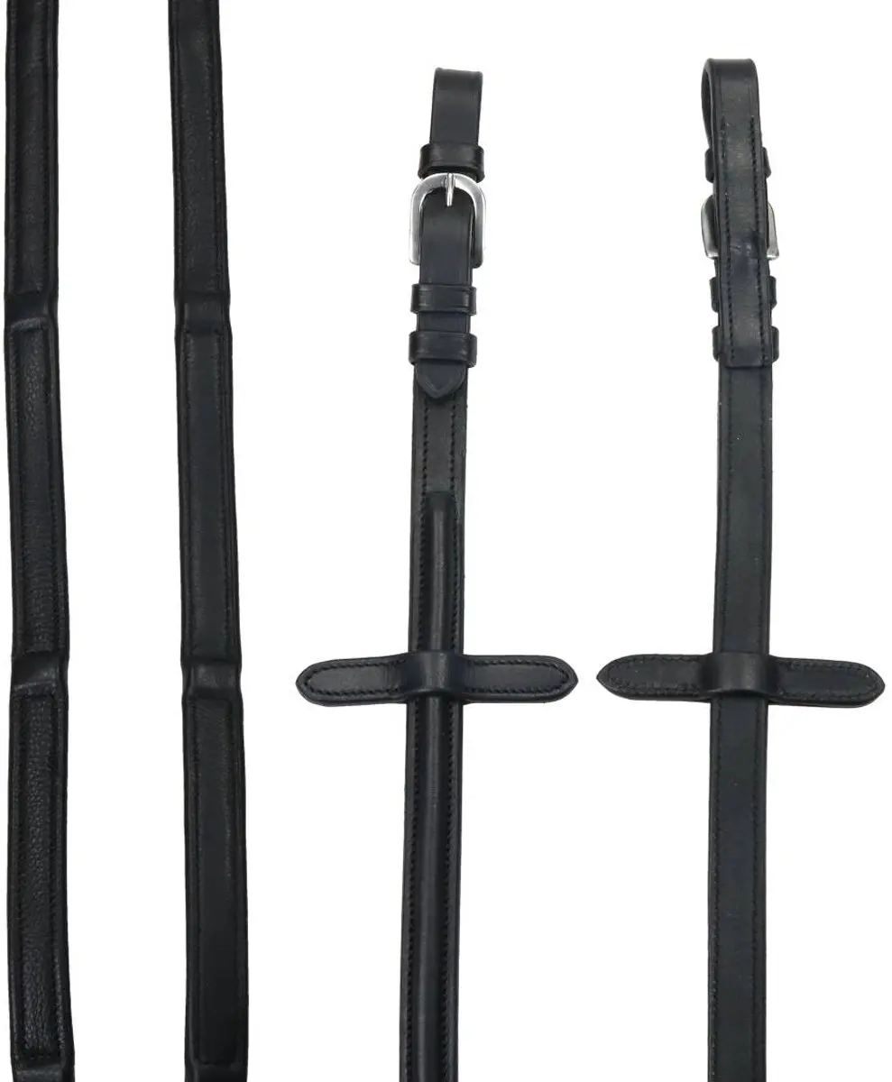 Horsegear Teugel Invisible Stops Leers Zwart