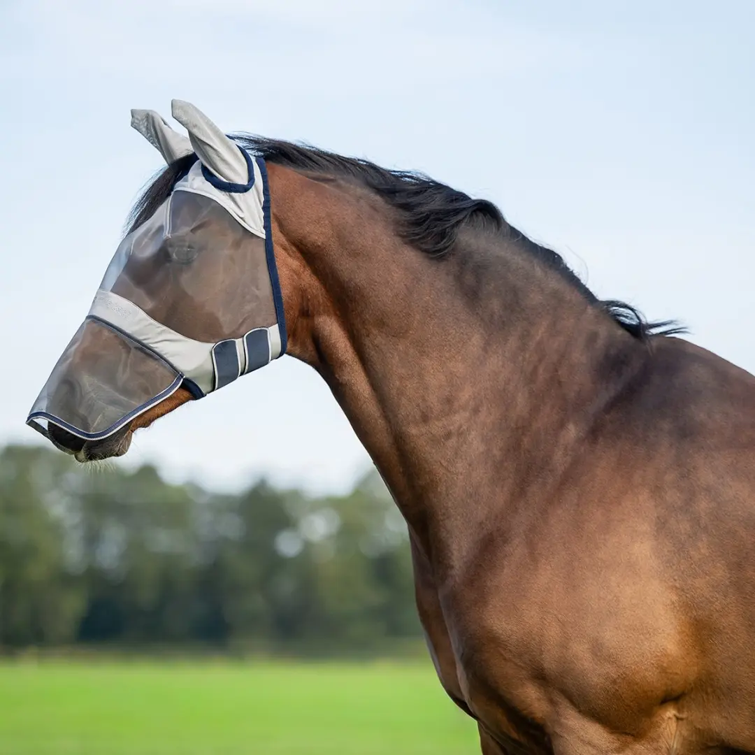 Horsegear Vliegenmasker Met Oren Grijs - Pony - afbeelding 6 van 6