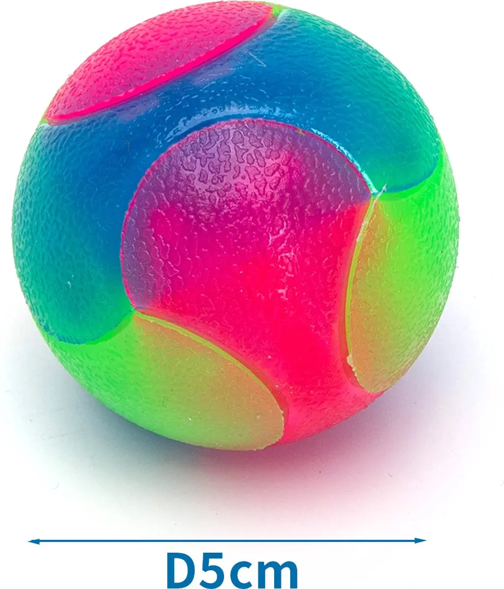 Nobleza Hondenbal met LED Verlichting M - 5cm - Groen/Blauw/Roze