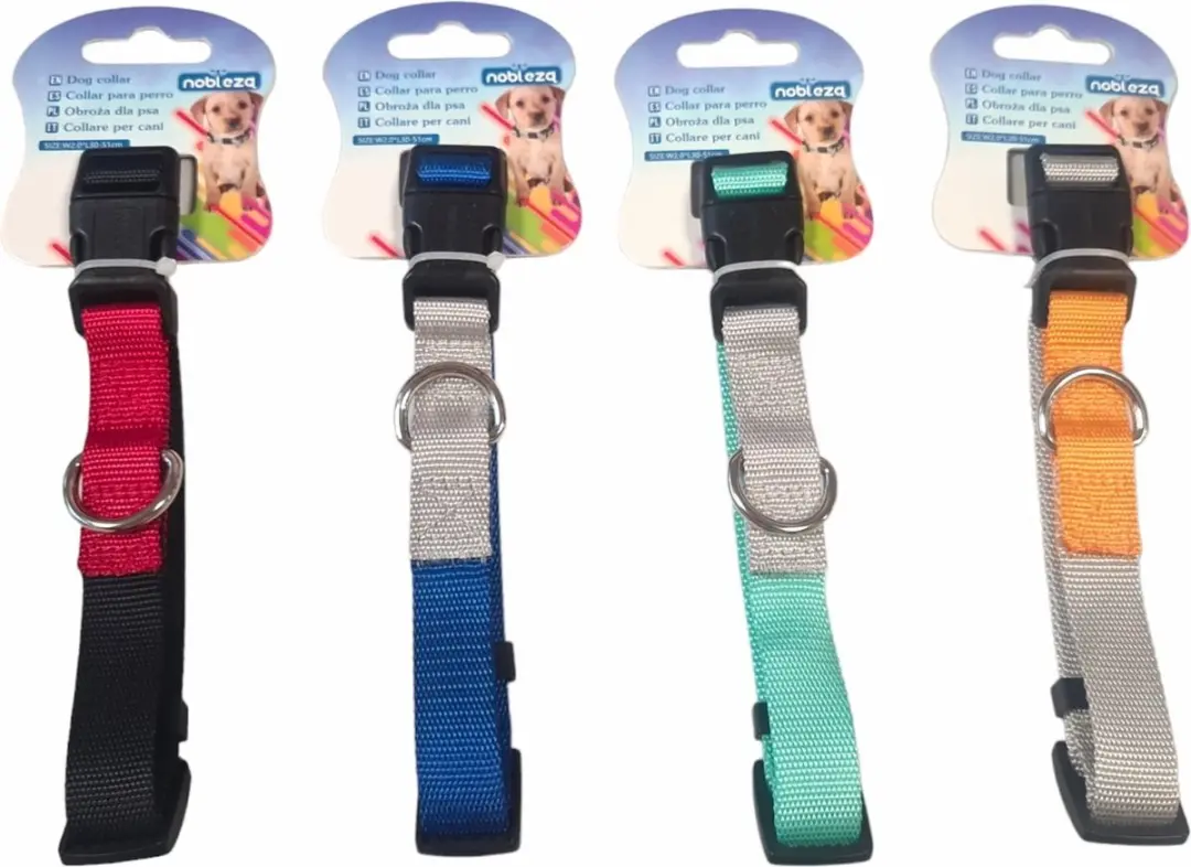 Nobleza Hondenhalsband Zwart/Rood - Maat L - Verstelbaar 30-51cm