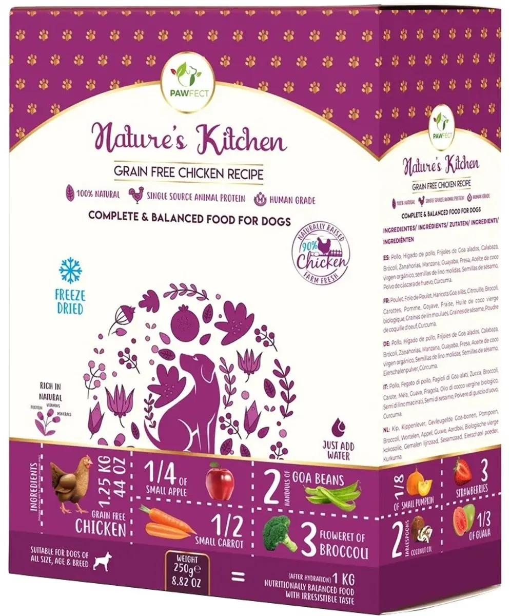 250 gr Pawfect freeze dried foods chicken recipe hondenvoer