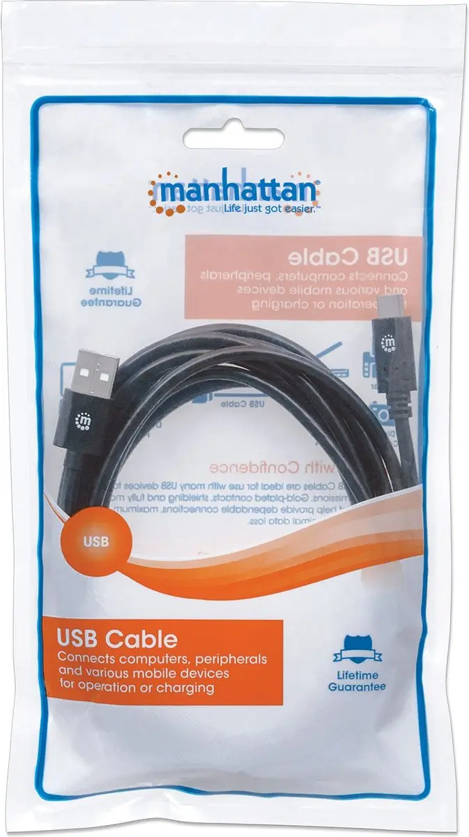 Manhattan 354936 USB-kabel USB-A naar USB-C 3.0m - Zwart - afbeelding 6 van 6