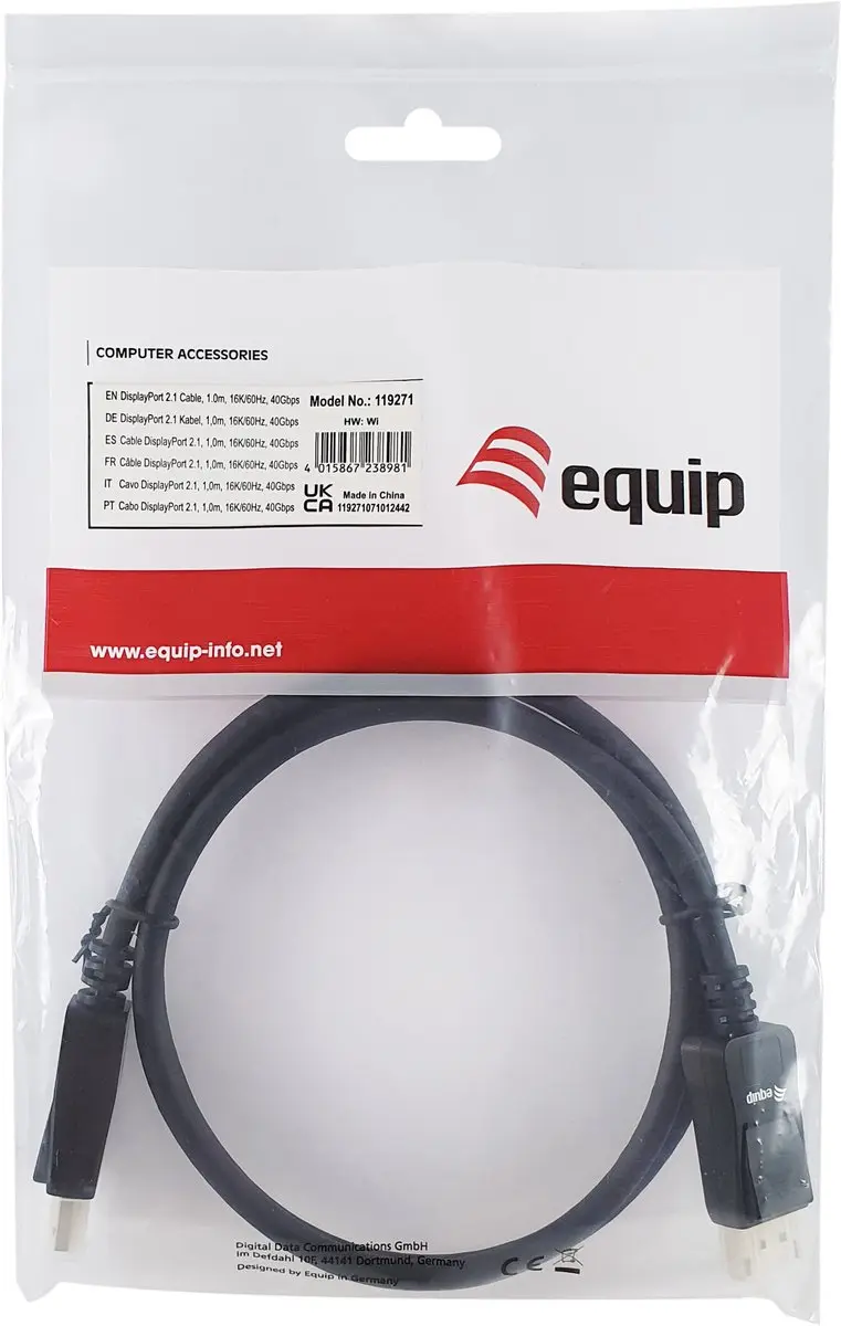 Equip 119271 DisplayPort 2.1 Kabel 1m - Zwart - afbeelding 5 van 6