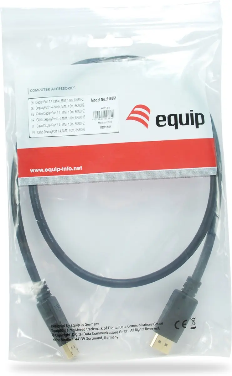 Equip DisplayPort 1.4 Kabel 1m 8K/60Hz - Zwart - afbeelding 3 van 6