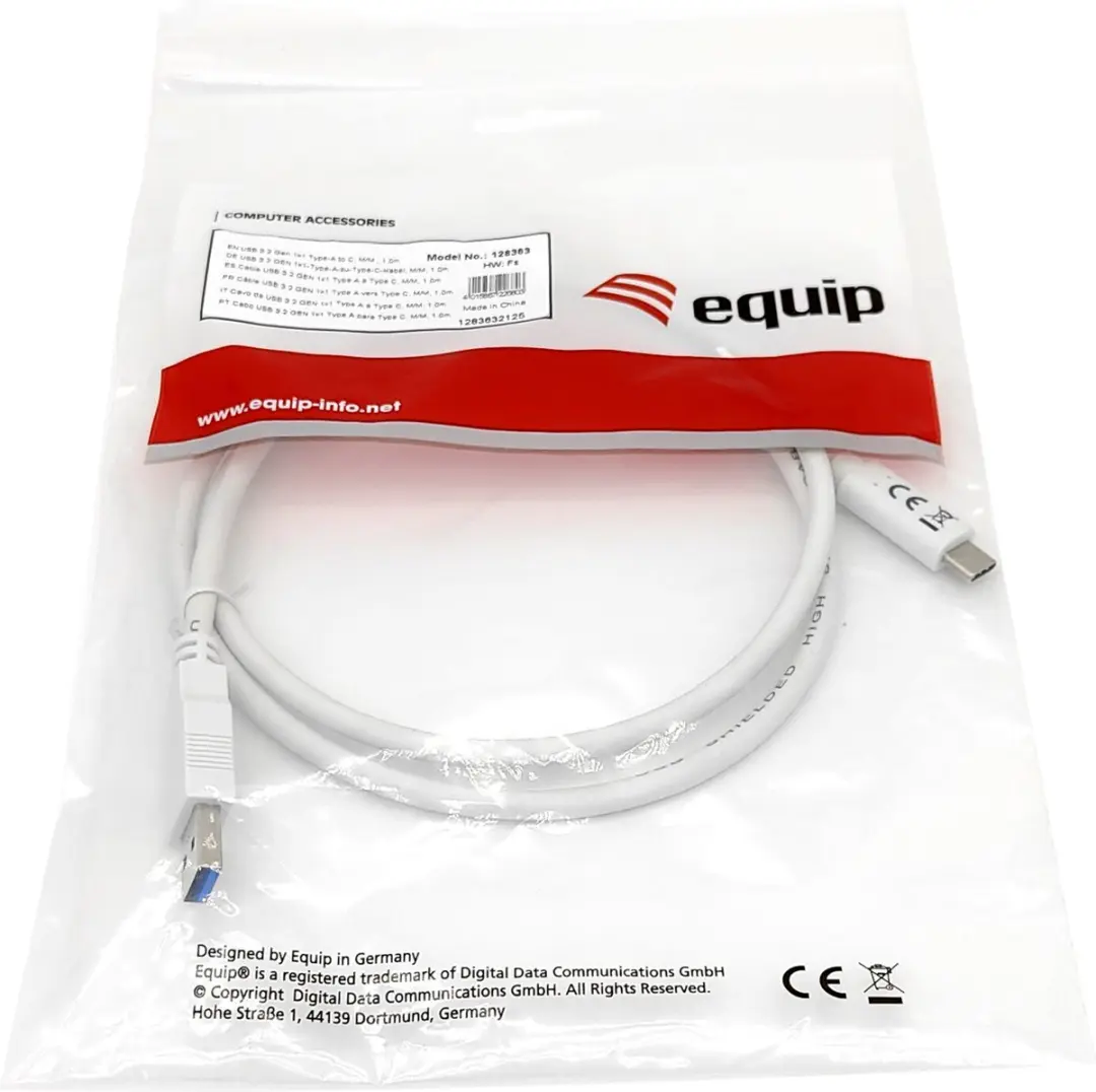 Equip USB 3.2 A naar C Kabel 1m - Wit - afbeelding 4 van 6