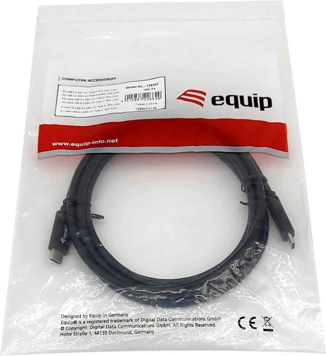 Equip 128347 USB-C naar USB-C Kabel 2m - 60W - Zwart - afbeelding 4 van 4