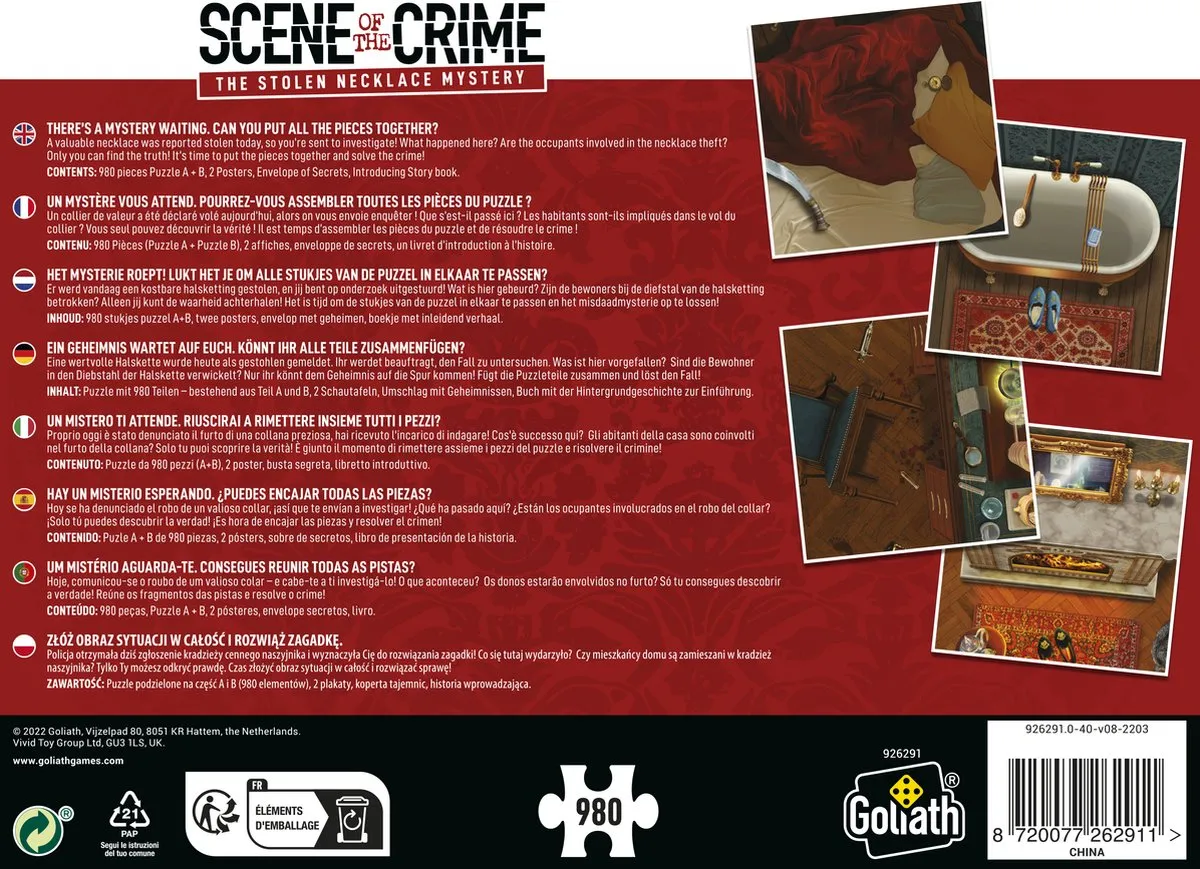 Goliath Scene of the Crime Stolen Necklace Mystery - 2-in-1 Puzzel 980 Stuks