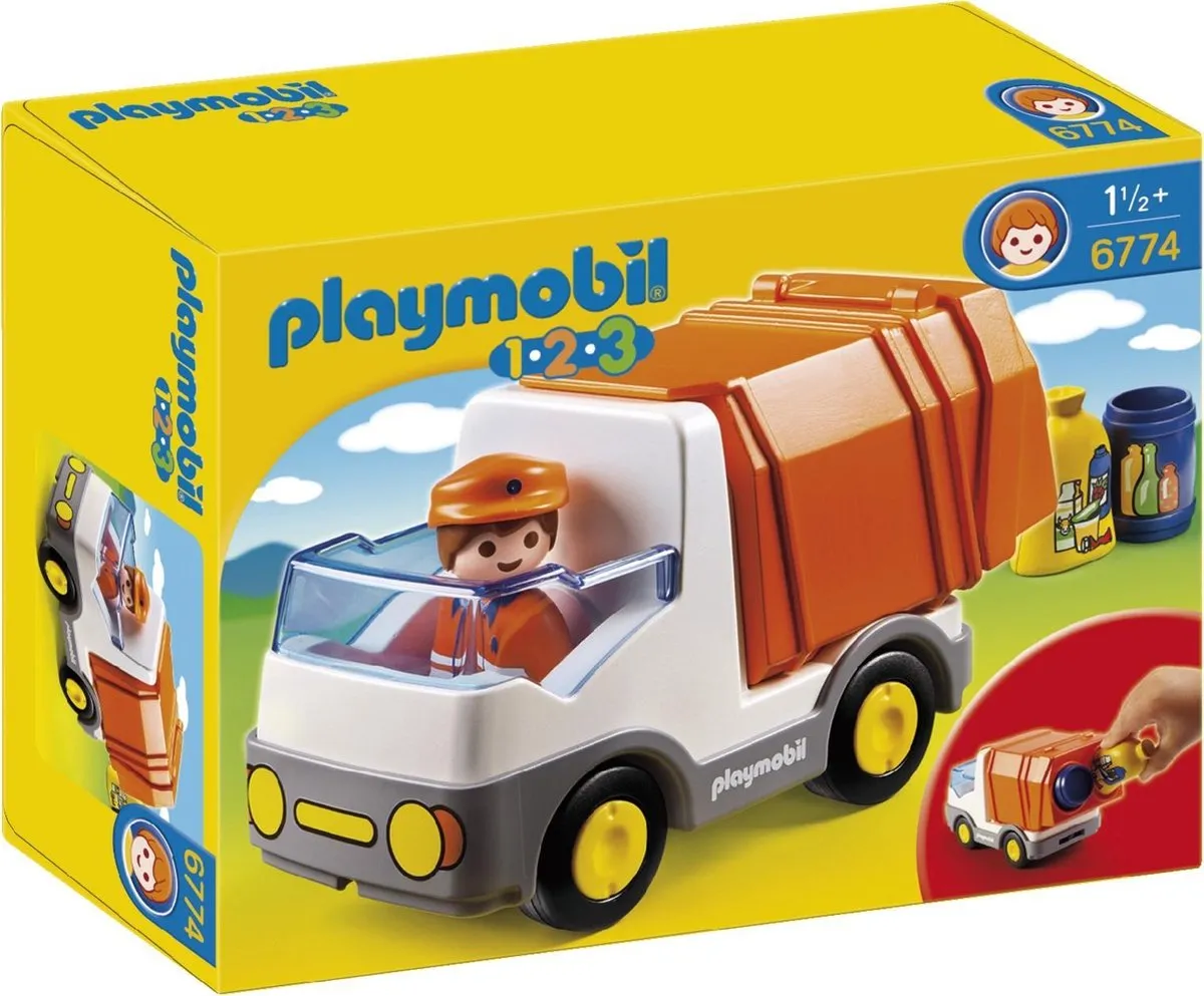 Playmobil 1.2.3 Vuilniswagen 6774 - Multicolor - afbeelding 6 van 6